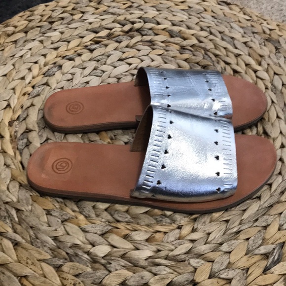 Urban Outfitters Shoes - UO Silver Slides